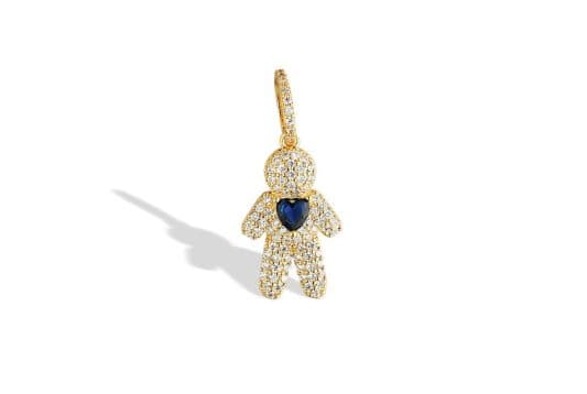 Pingente Menino Cravejado Coração Azul Escuro — Ref. PG2780004
